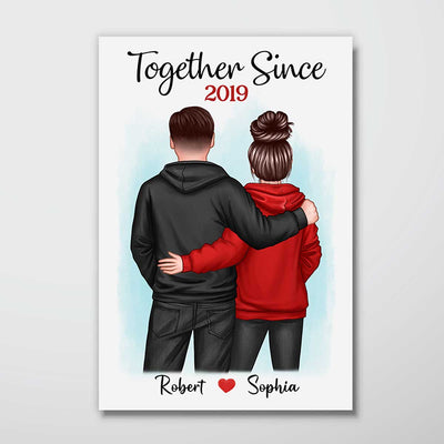 Hoodie Couple Back View Gift For Him Gift For Her Personalized Poster