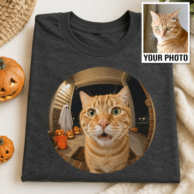Funny Halloween Doorbell Pet Portrait From Photo - Personalized Shirt