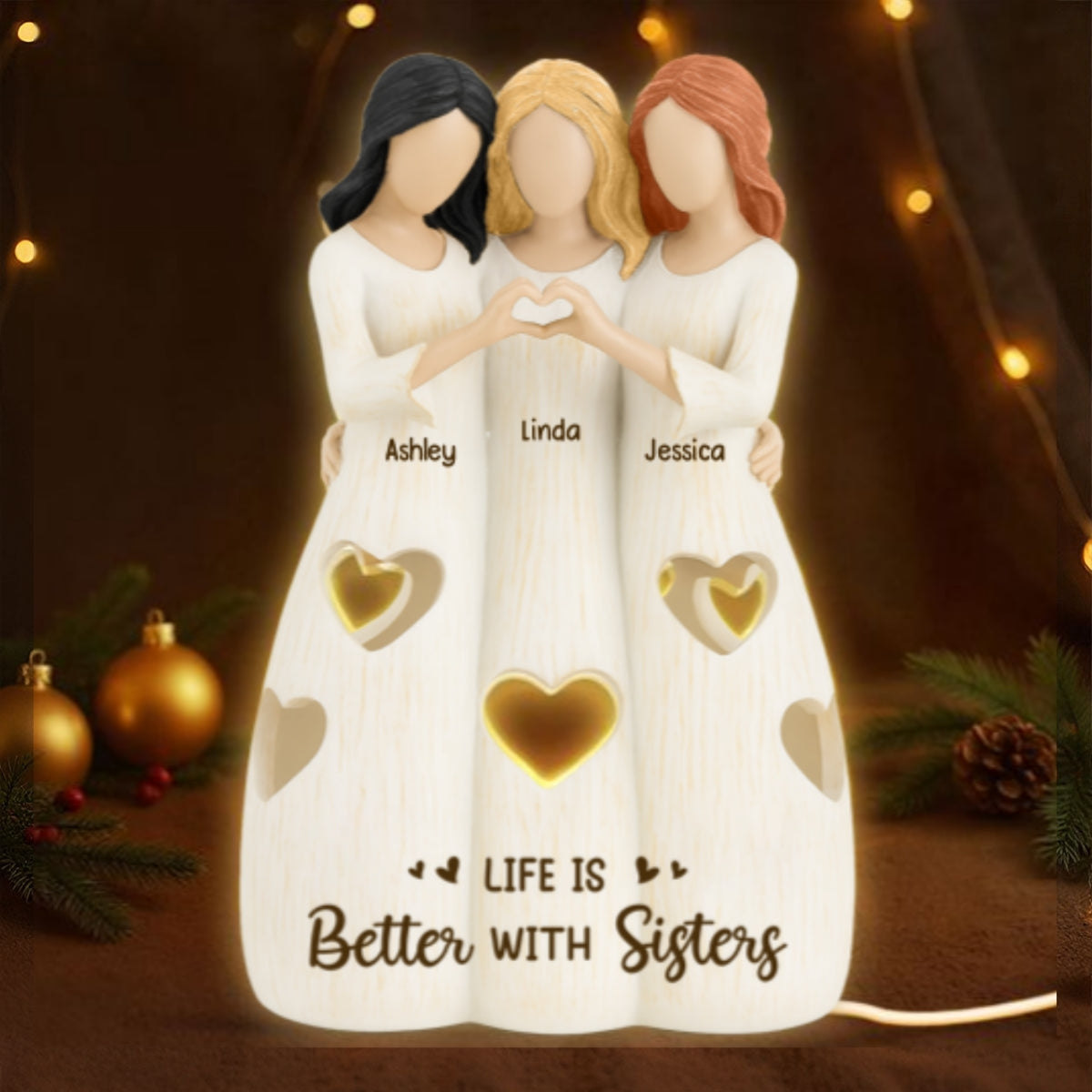 No Greater Gift than Sisters - Personalized Light Box - Heartwarming Christmas Gift for Sisters