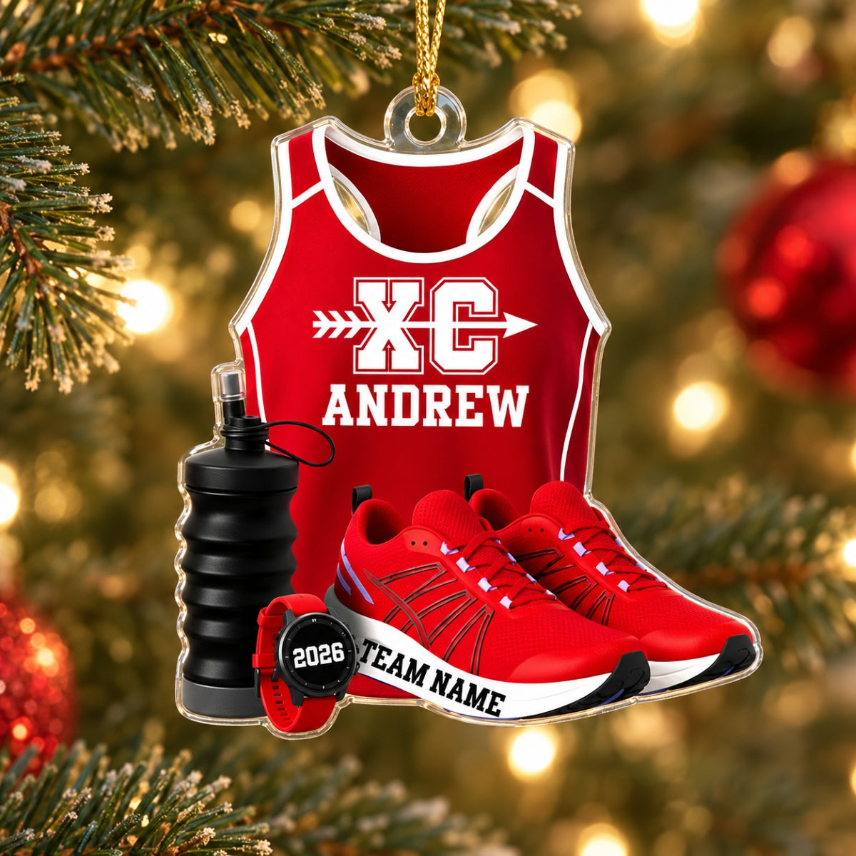 3D Effect Cross Country Runner - Personalized Acrylic Ornament - Unique Christmas Gift For Son, Daughter, Grandson, Granddaughter