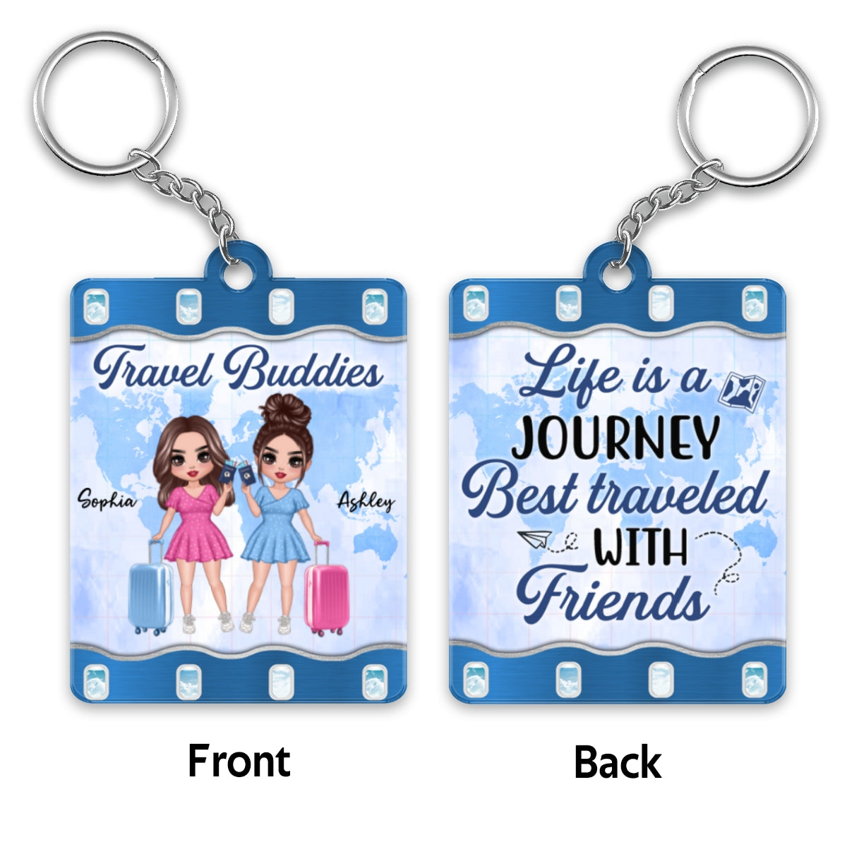 Travel Besties Personalized Acrylic Keychain
