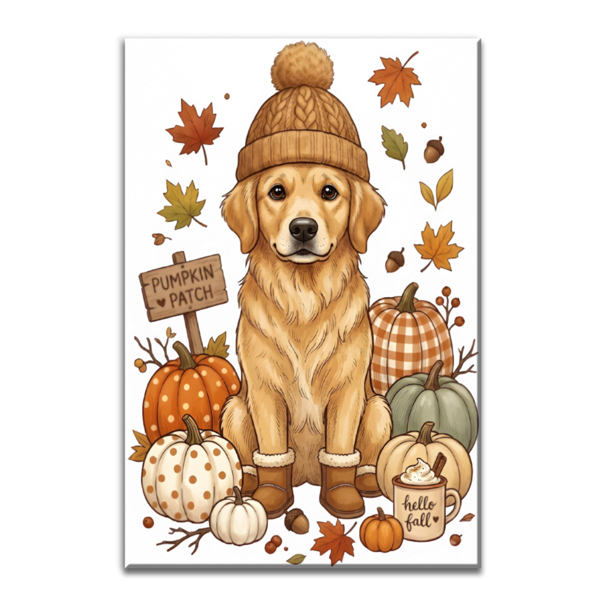 Custom Dog Photo Pumpkin Patch - Personalized Canvas - Fall Gift for Dog Moms, Cat Moms, Pet Lovers