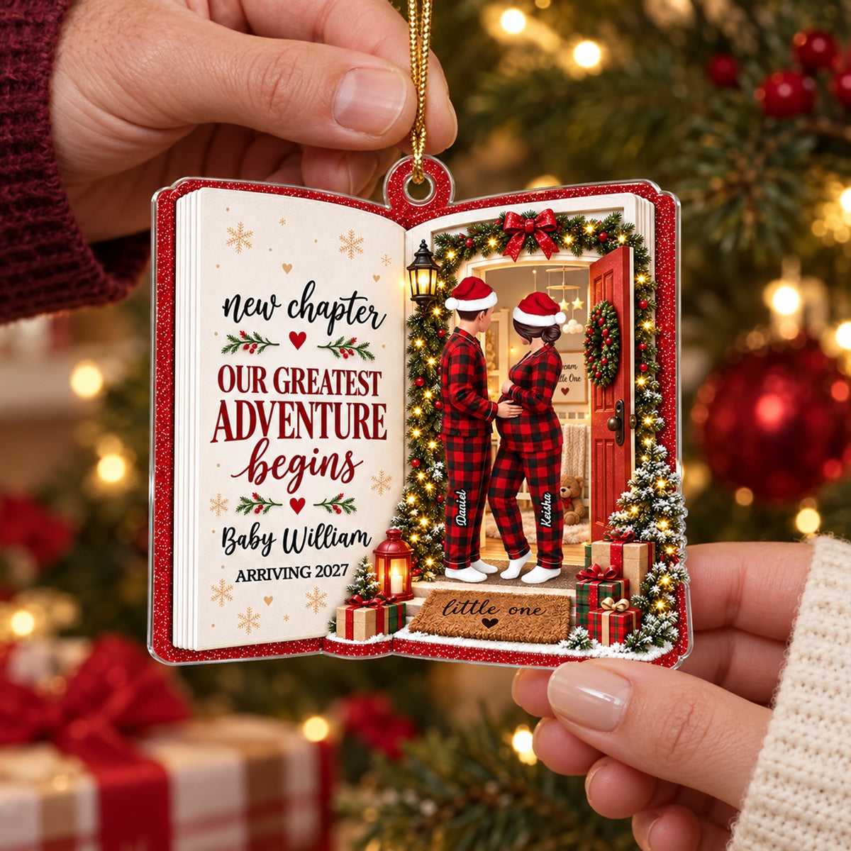 New Chapter Baby Arriving 2D Flat - Personalized Acrylic Ornament - Christmas Tree Decor For Expecting Couples, Pregnancy Keepsake