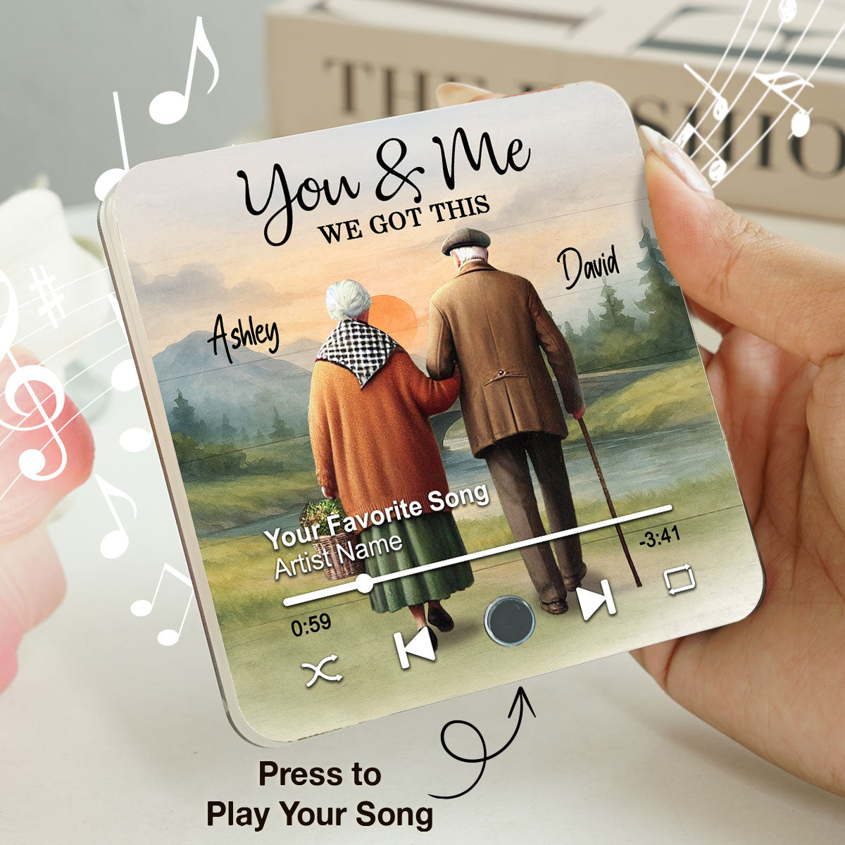 Eternal Love Couple Growing Old Together Mountain Landscape Personalized Music Fridge Magnet