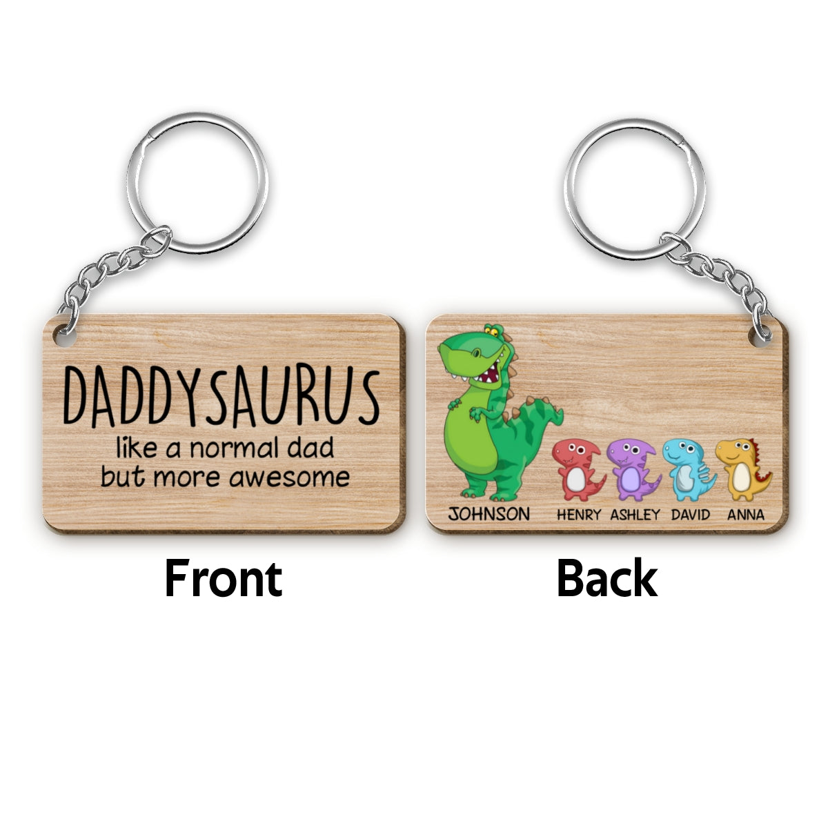 Daddysaurus Grandpasaurus Like Normal Daddy Grandpa More Awesome Father‘s Day Gift Personalized Wooden Keychain