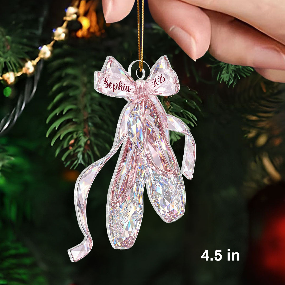 Ballet Shoes Crystal Effect - Personalized Acrylic Ornament - Unique Christmas Gift For Kid