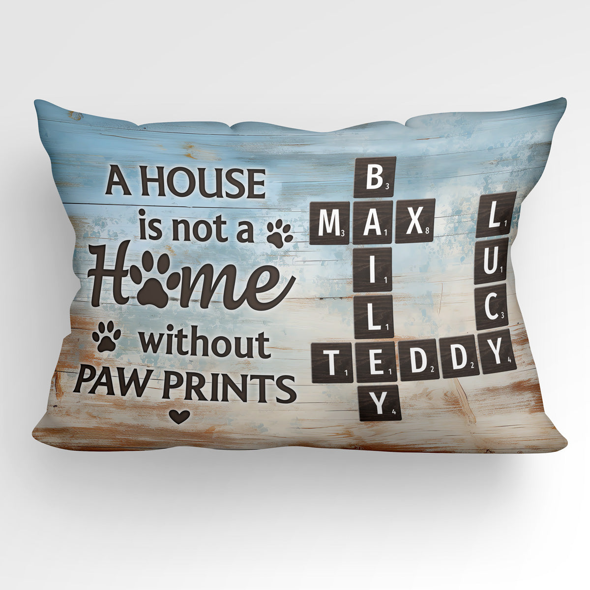 Home With Paw Prints Pet Crossword Puzzle Art Personalized Rectangle Pillow