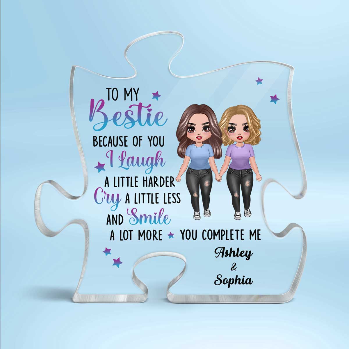 Doll Girls To My Bestie Gift For Best Friends Personalized Puzzle Acrylic Plaque