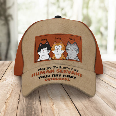 Happy Father's Day Human Servant Cat Dad Personalized Classic Cap