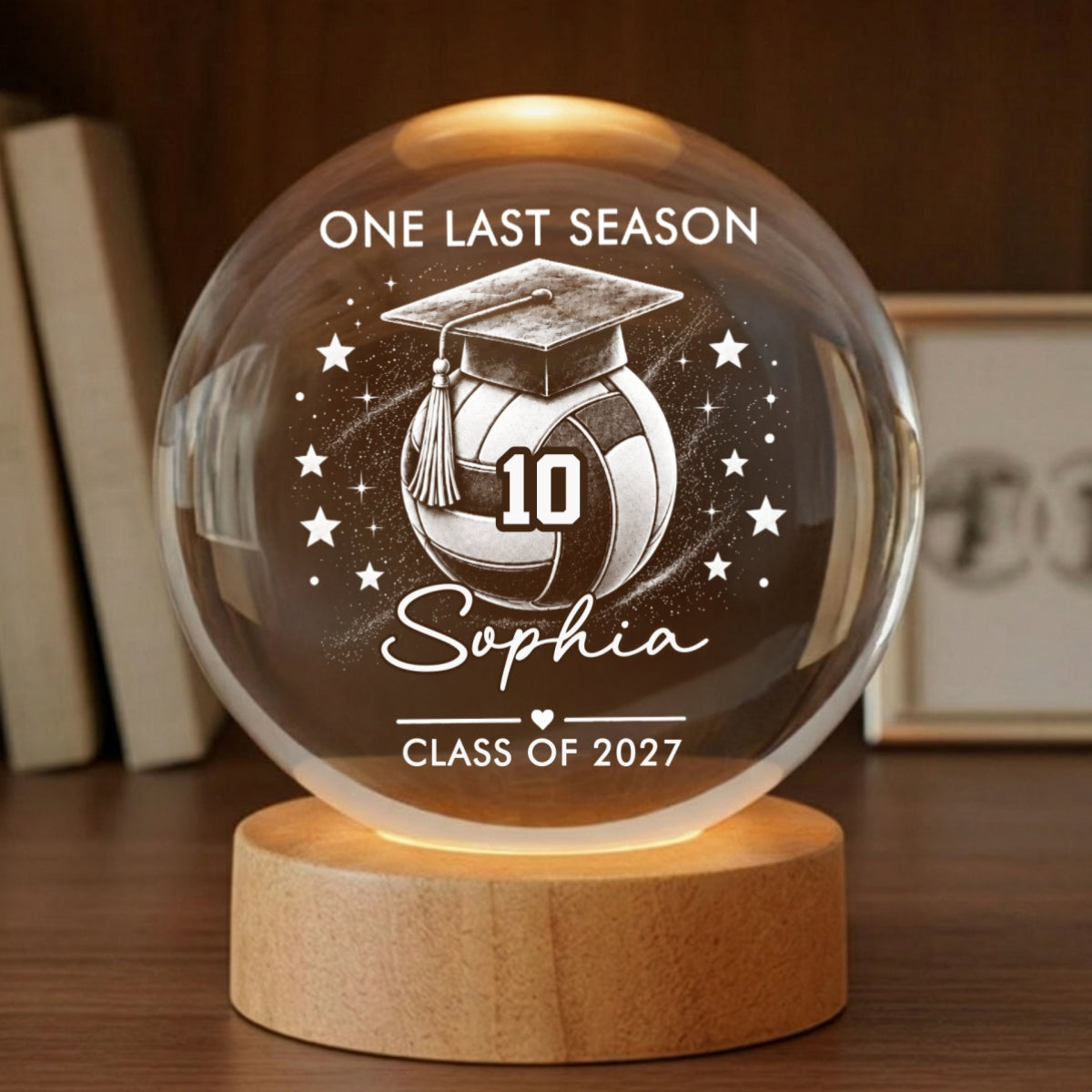 Senior Volleyball Player Graduation - Personalized Crystal Ball LED Night Light - Christmas Gift For Volleyball Players Senior, Granddaughter, Grandson, Daughter, Son
