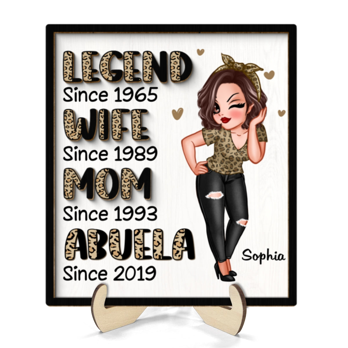 Legend Wife Mom Grandma Personalized 2-Layer Wooden Plaque