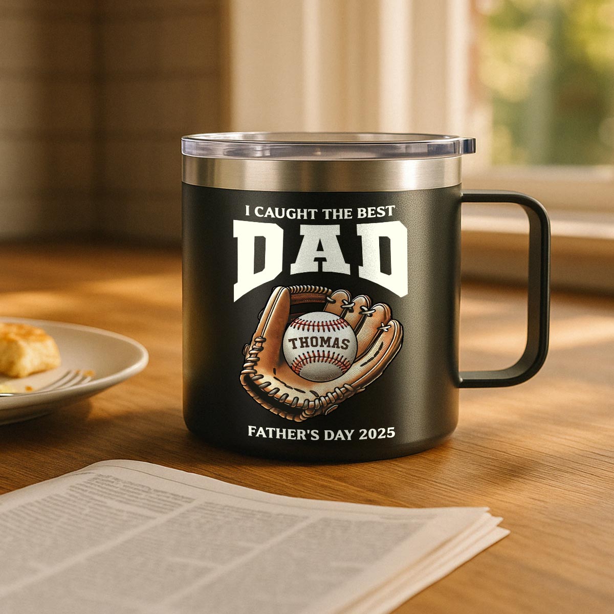 We Caught The Best Dad Baseball Personalized Stainless Steel Tumbler With Handle| Coolest Father's Day Gift For Dad