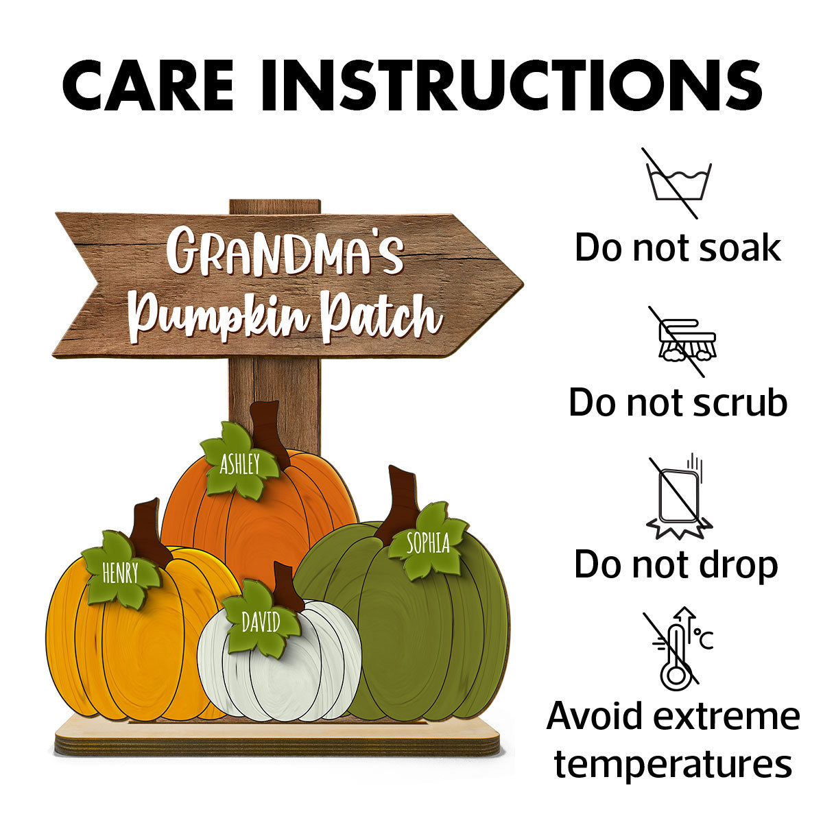 Pumpkin Patch Love – Personalized Autumn Plaque for Grandma’s Home