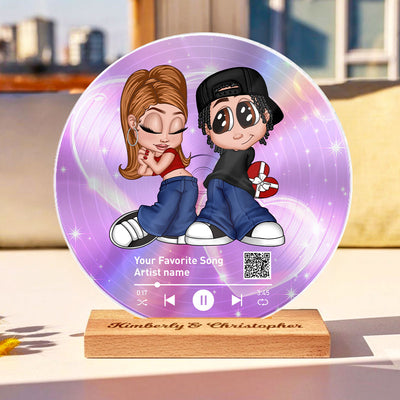 Y2K Couple Custom Vinyl Record Acrylic Plaque with Favorite Song QR Code – Personalized Unique Valentine's Day Gift For Him, Gift For Her