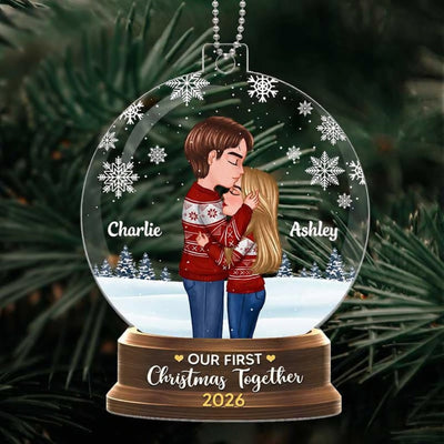 Couple In Snow Globe Personalized Acrylic Ornament