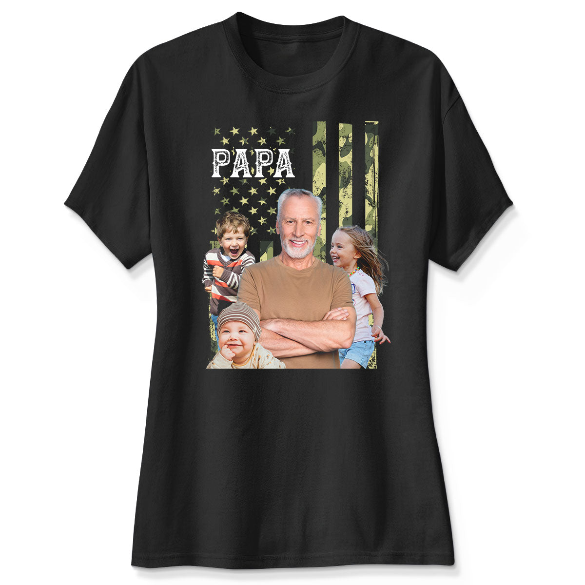 Dad Grandpa Nation Flag Photo Inserted Personalized Shirt, 4th Of July, Patriotic Gift