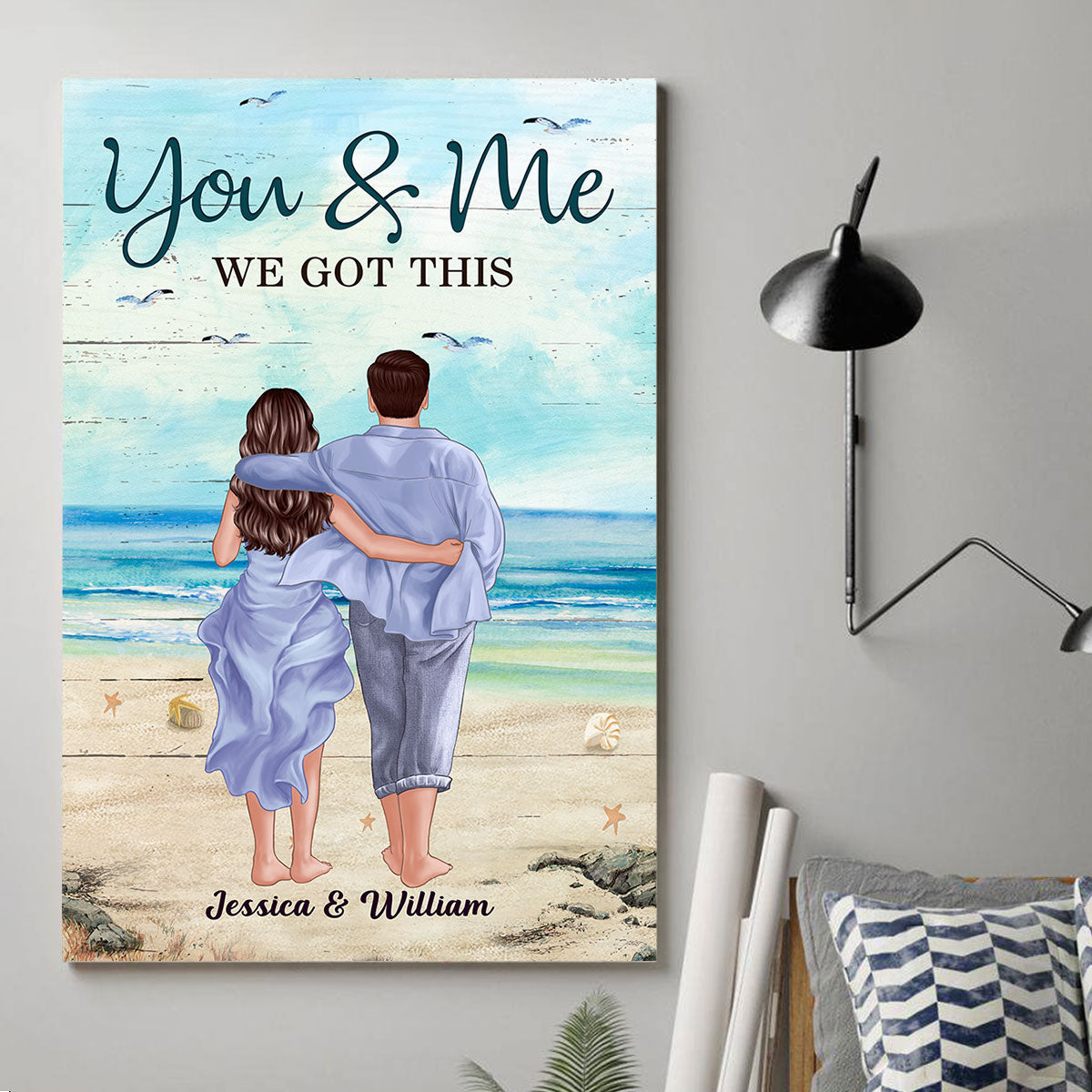 Back View Couple Walking On The Beach You & Me We Got This Personalized Vertical Poster