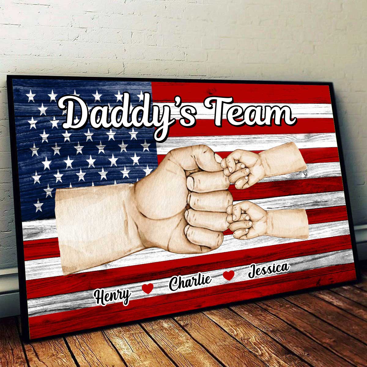 Nation Flag Daddy‘s Team Fist Bump Gift For Dad Personalized Horizontal Poster
