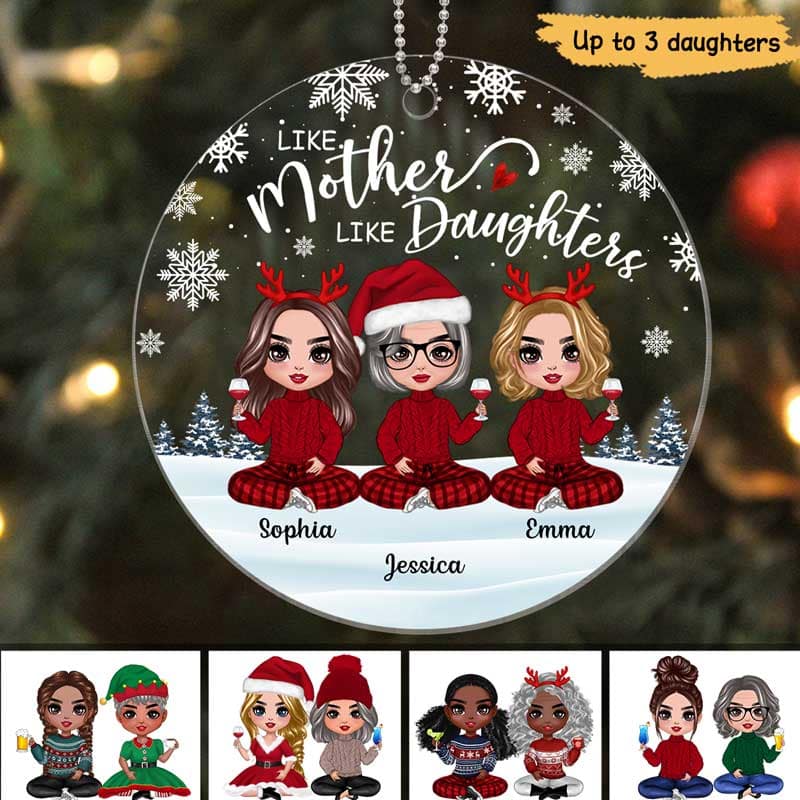 Doll Mother And Daughters Personalized Acrylic Ornament