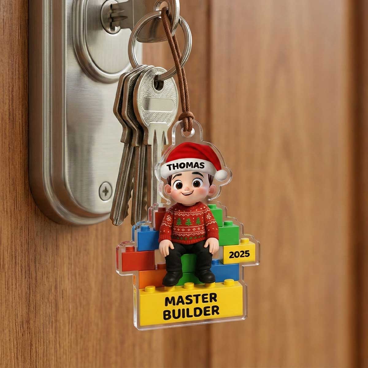 3D Effect Little Kid Master Builder Personalized Acrylic Car Hanger