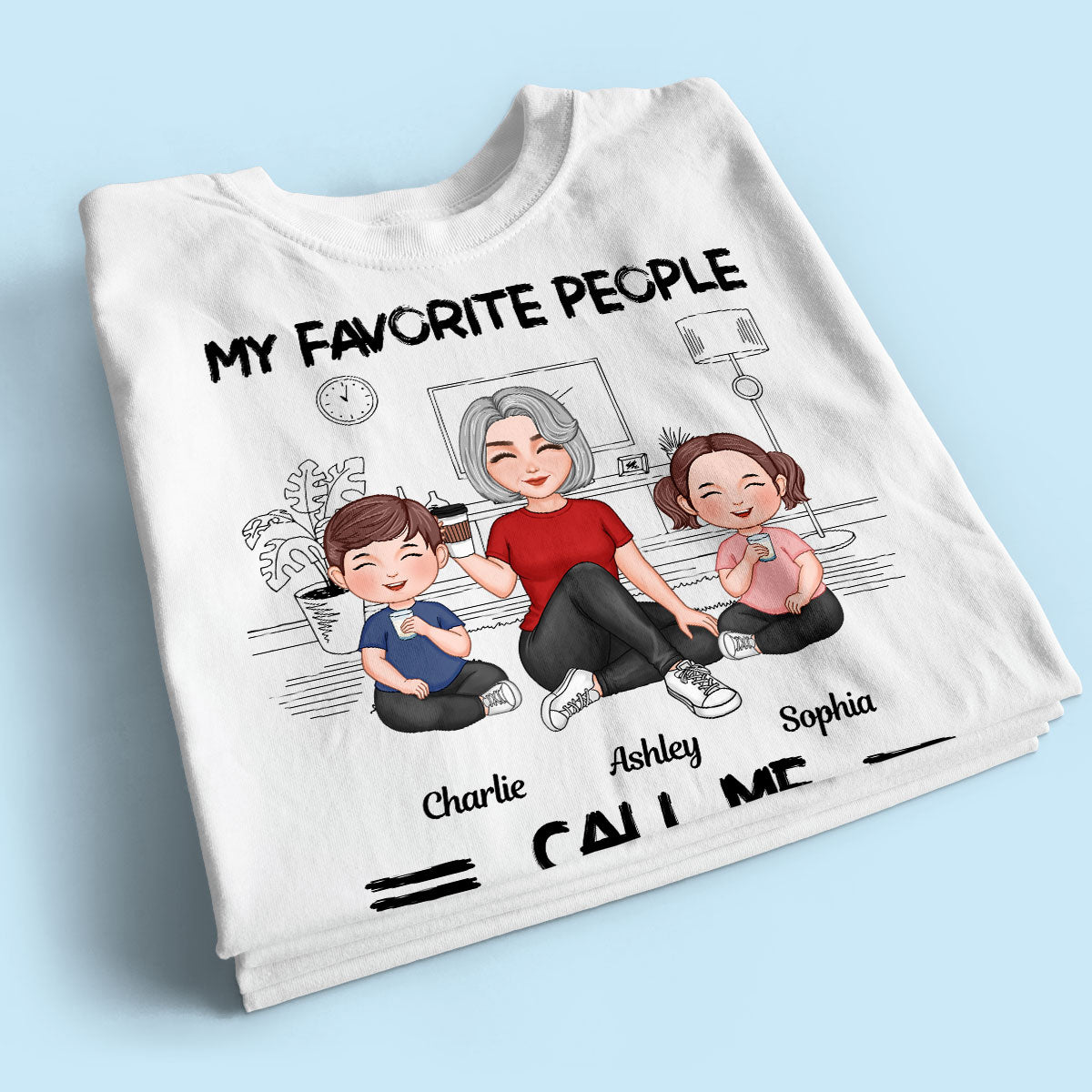 Grandma Grandkids Sitting Favorite People Call Me Grandma Personalized Shirt