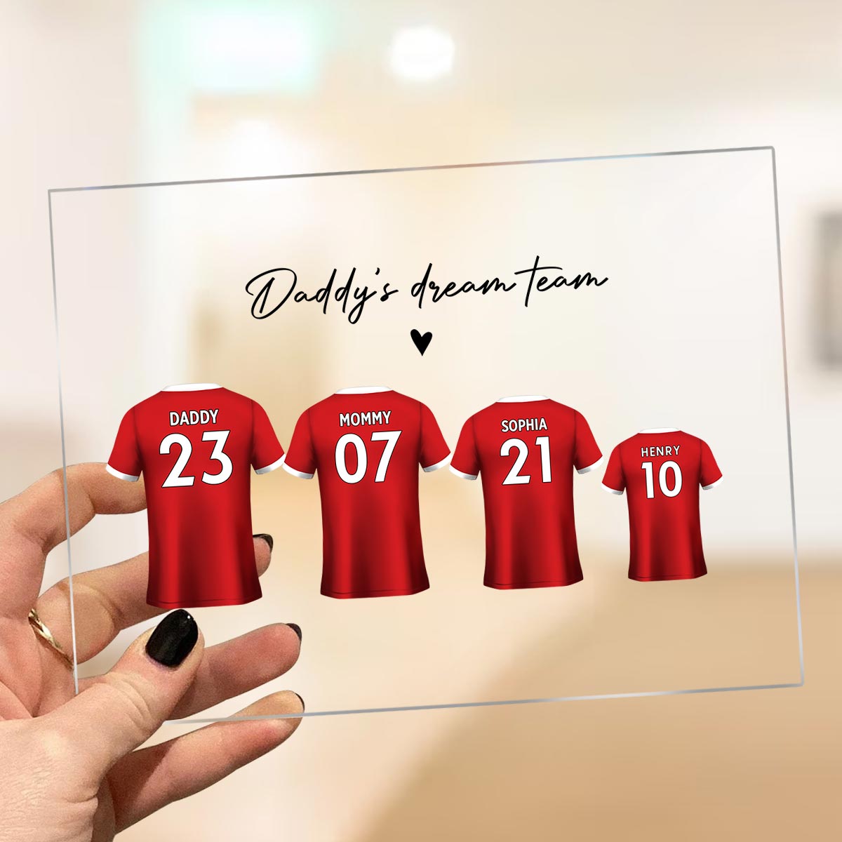 Daddy's Team Soccer Shirt Personalized Acrylic Plaque