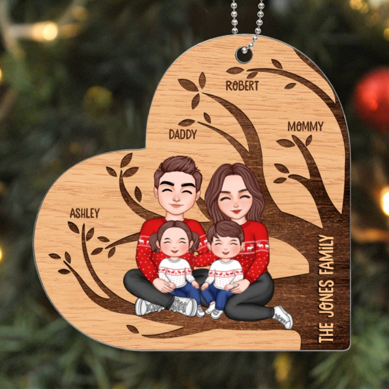 Family Tree Name Christmas Gift For Family Personalized Wooden Ornament