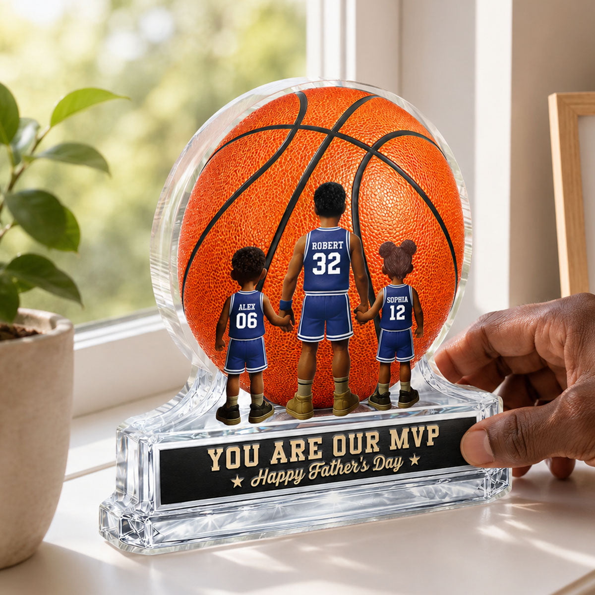 Basketball No 1 Dad Legend You Are Our MVP - Personalized Acrylic Block Plaque - Father's Day Gift For Dad, Husband, Basketball Fans