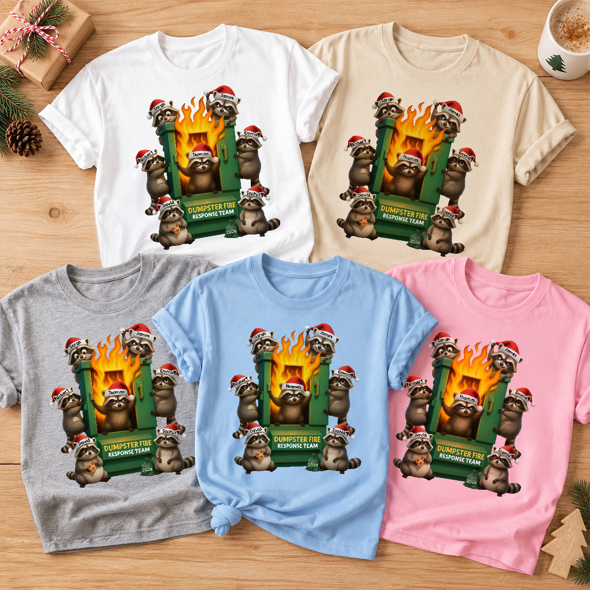 Cunning Raccoon Office Chaos Dumpster Fire Response Team - Personalized Shirt - Funny Holiday Gift for Coworkers