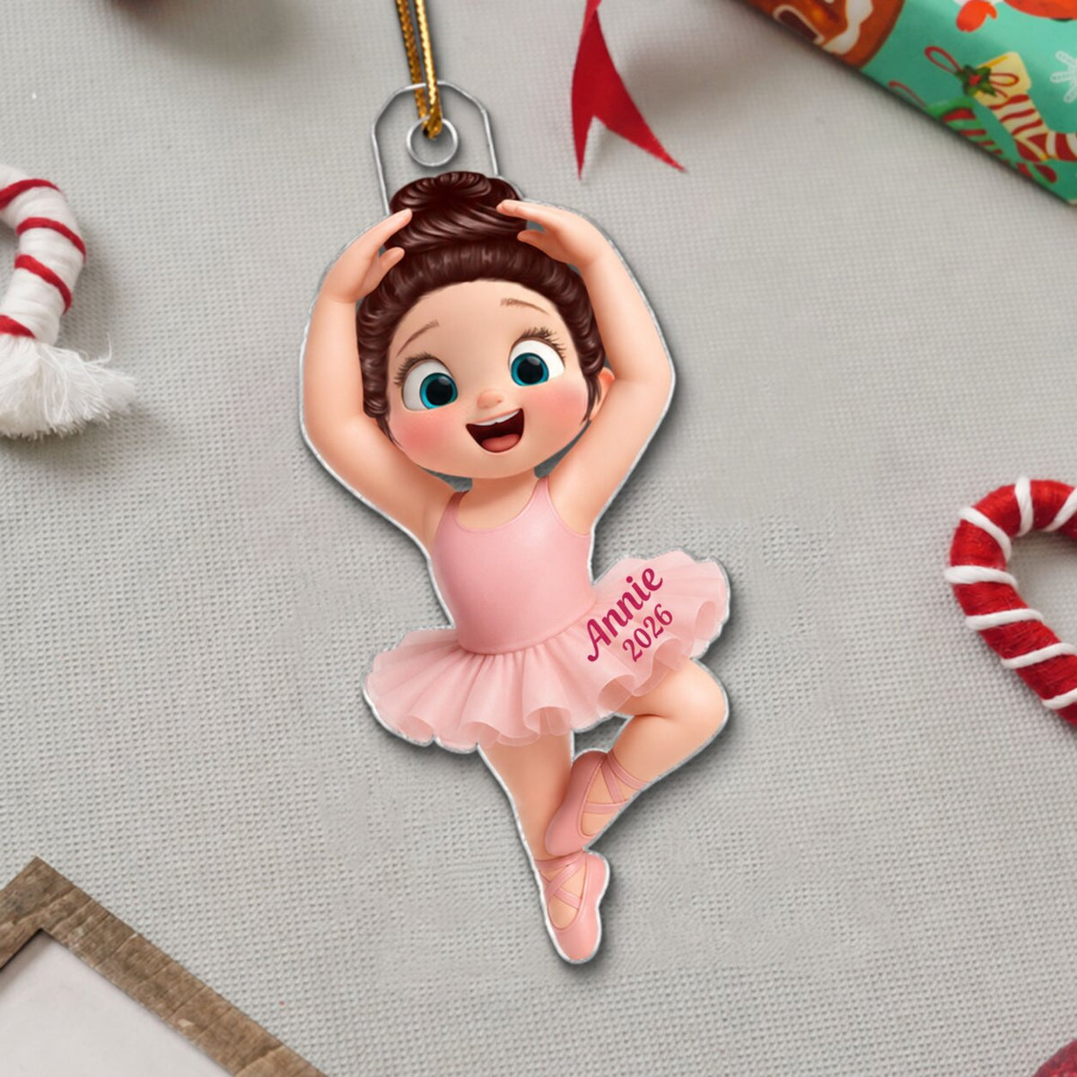 3D Effect Ballerina Little Girl Christmas Personalized Acrylic Ornament