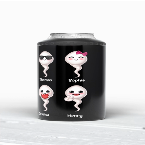 We Used To Live In Your Balls Cute Little Kids Personalized 4 In 1 Can Cooler, Funny Father's Day Gift For Dad
