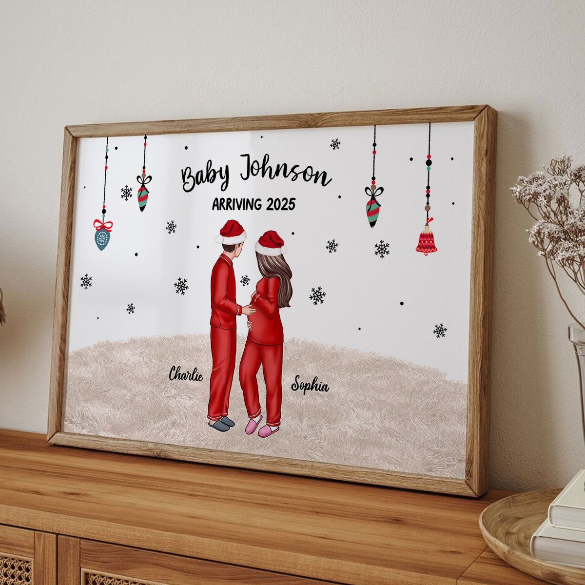 Personalized Pregnancy Poster, Expecting Family Christmas Personalized Poster, New Mom Christmas Gift