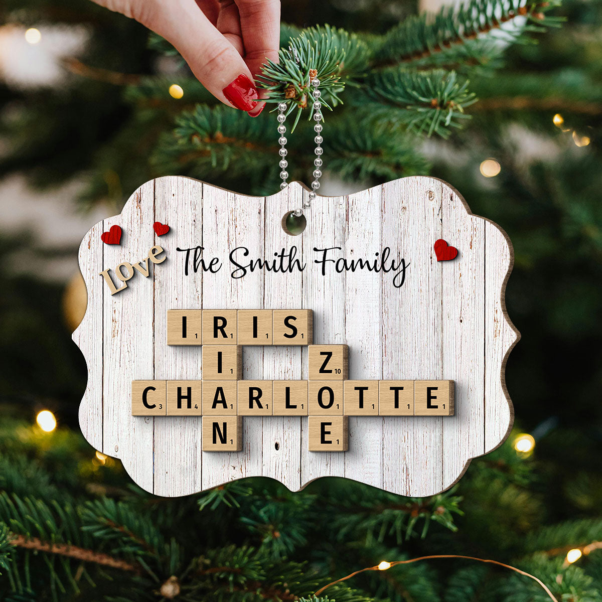 Family Love Crossword Puzzle Art Personalized 2-Layer Wooden Ornament, Christmas Decor, Created In A Moment, Treasured Forever