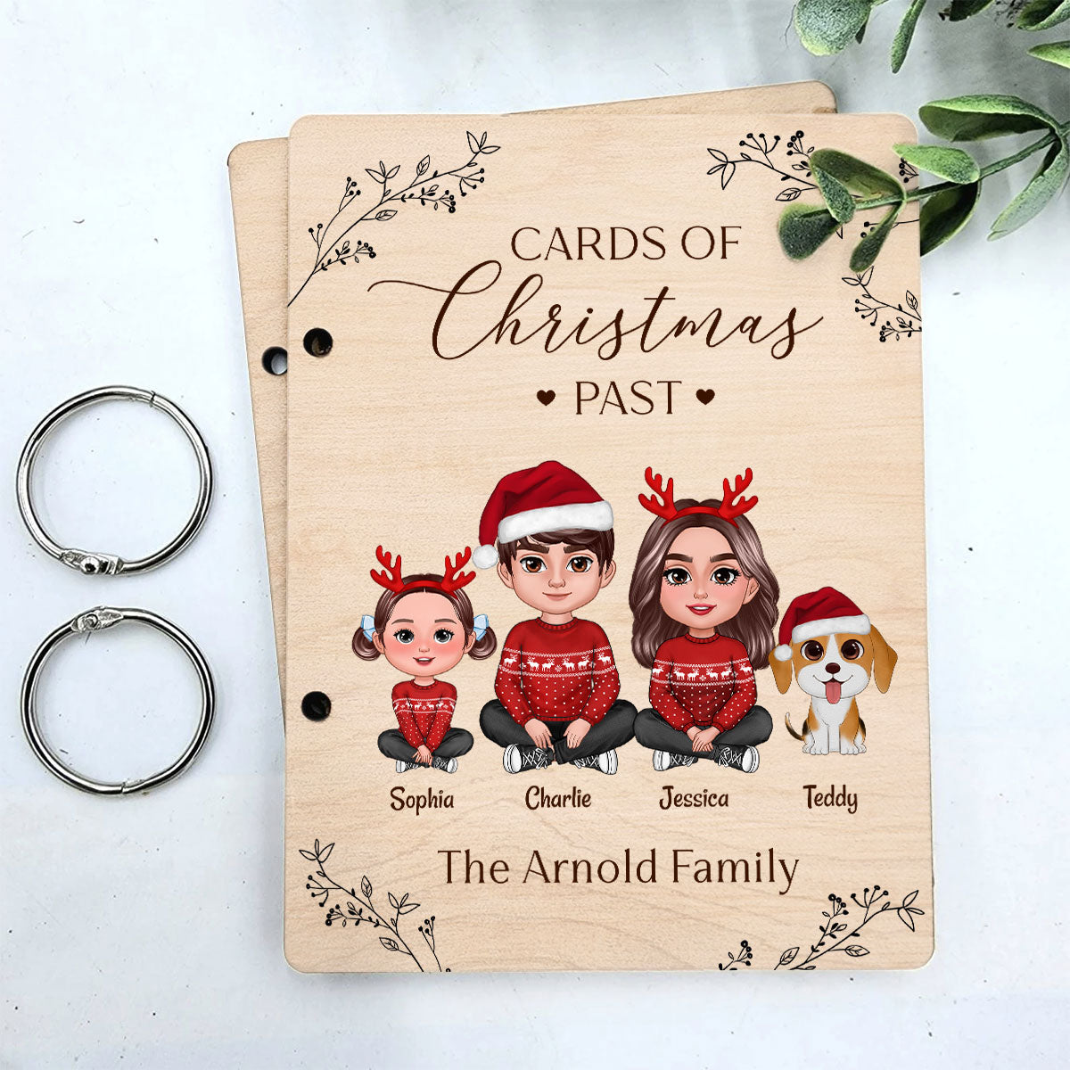 Family Crossed Legs Christmas Card Storage Personalized Christmas Card Keeper