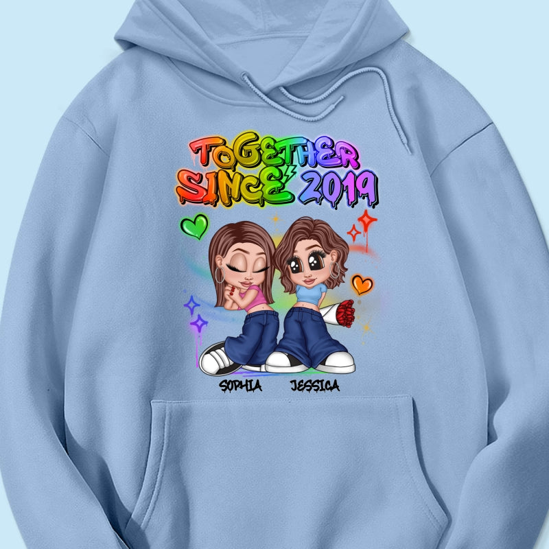 LGBT Y2K Couple Airbrushed Personalized Shirt, Pride Month Gift For Couple, For Him, For Her