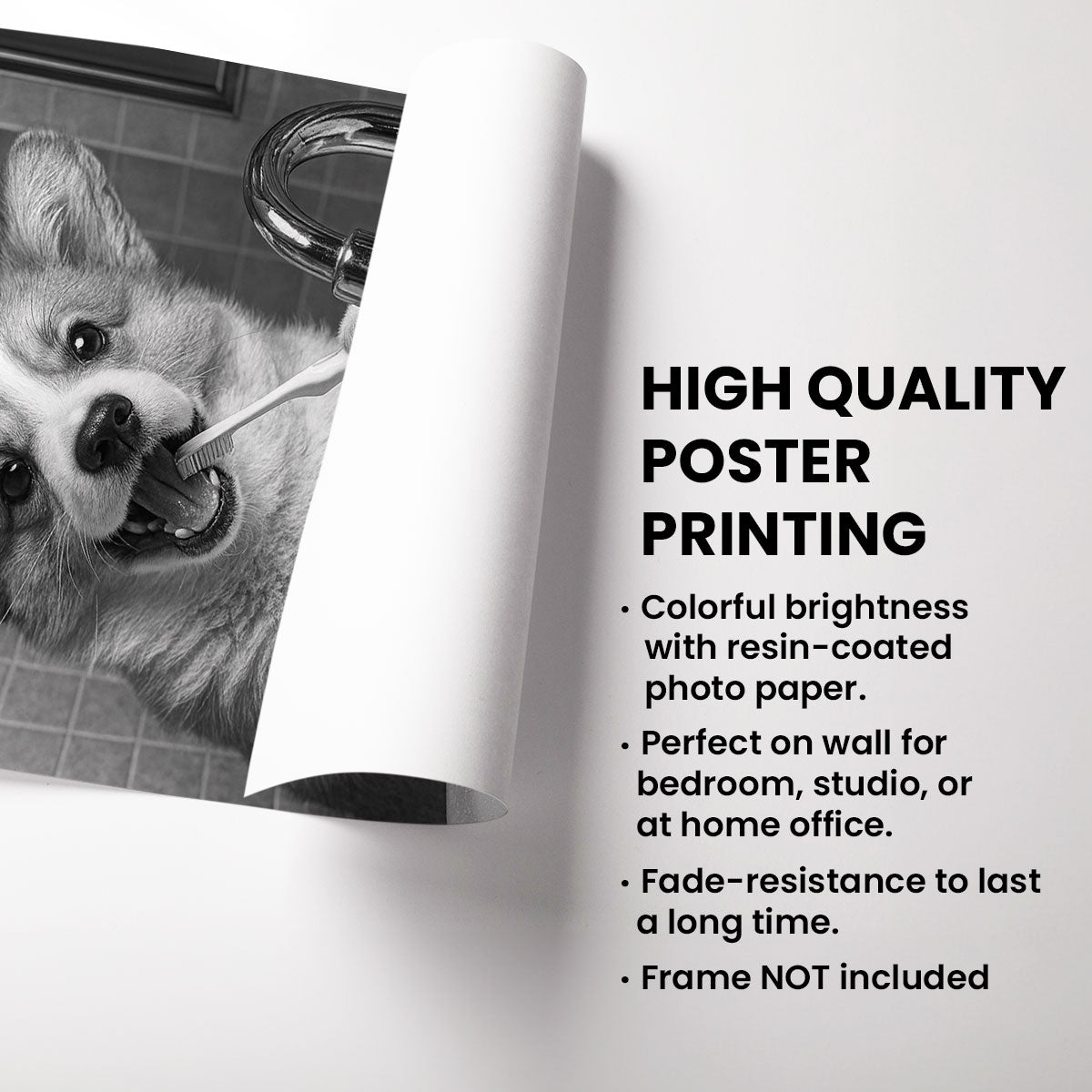 Custom Pet Portrait from Photo, Funny Bathroom Dog Reading Newspaper on Toilet, Dog Wall Art, Personalized Pet Gift