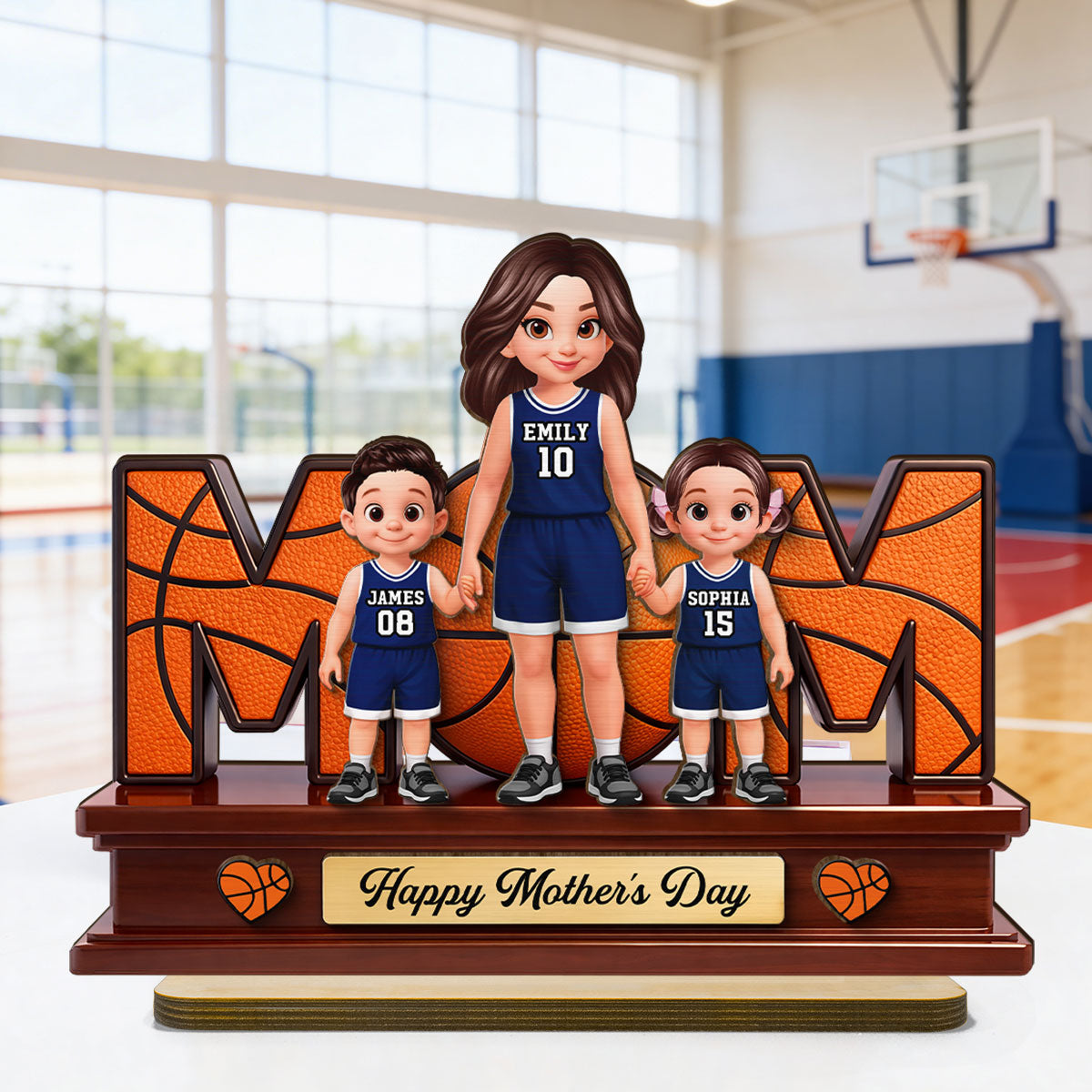 Basketball Best Mom Ever - Personalized 2-Layered Wooden Plaque - Mother's Day Gift For Mom, Wife