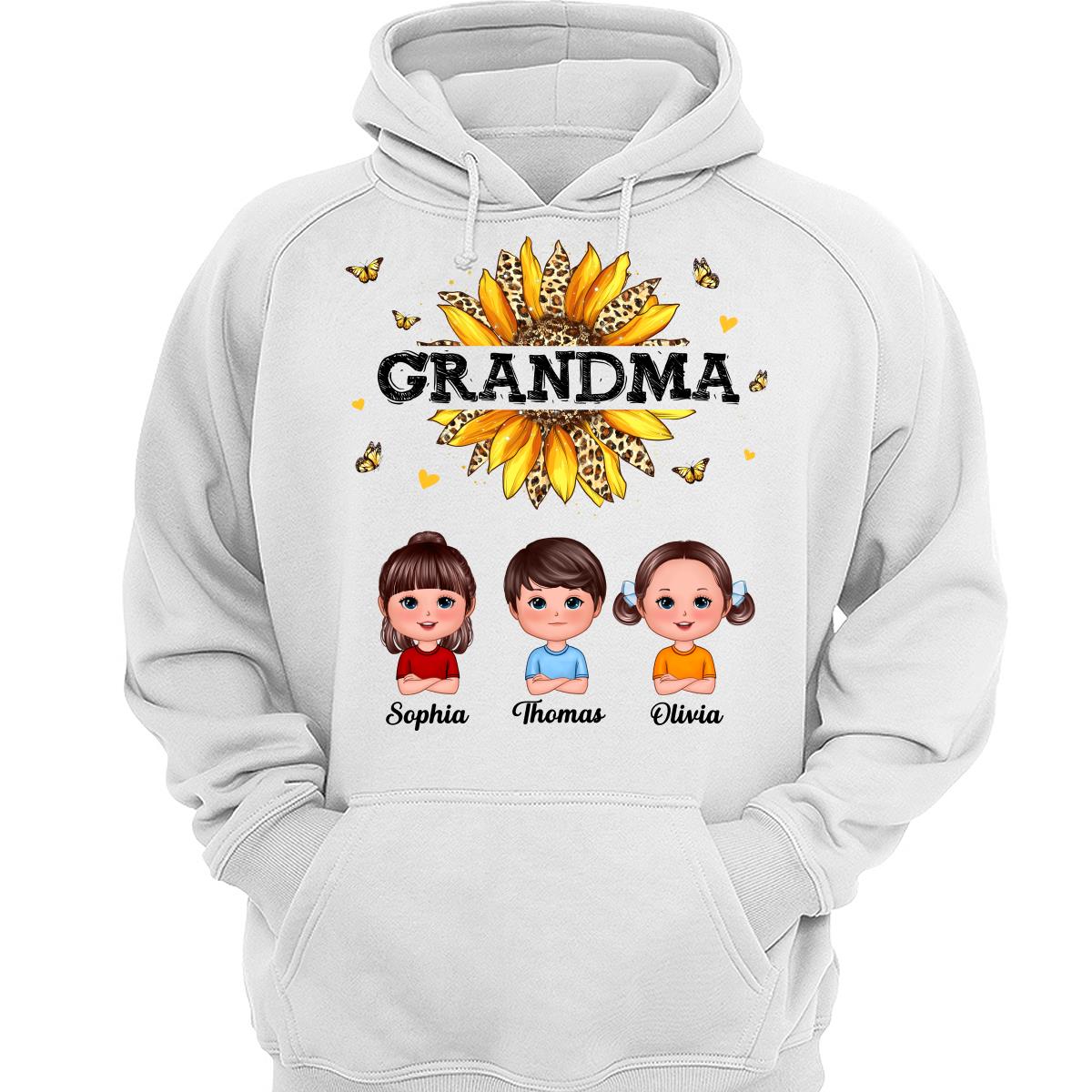 Leopard Sunflower Grandma Mom Auntie Doll Kids Personalized Shirt