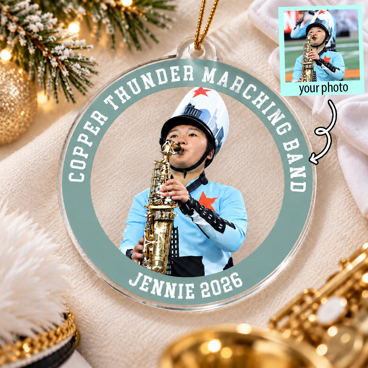 Custom Photo Marching Band - Personalized Acrylic Ornament - Marching Band Keepsake, Christmas Gift for Daughter, Son, Grandkids
