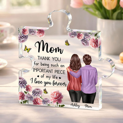 Mom I Love You Forever Birth Month Flowers - Personalized Acrylic Block Plaque - Heartfelt Gift For Mom, Grandma