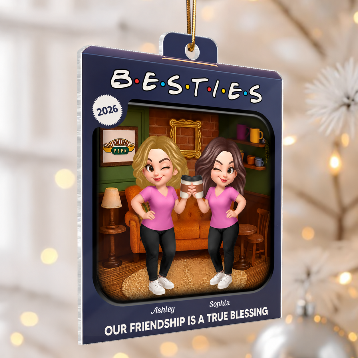 Besties Forever Toy Box Style - Personalized Acrylic Ornament - Christmas Gift For Friends