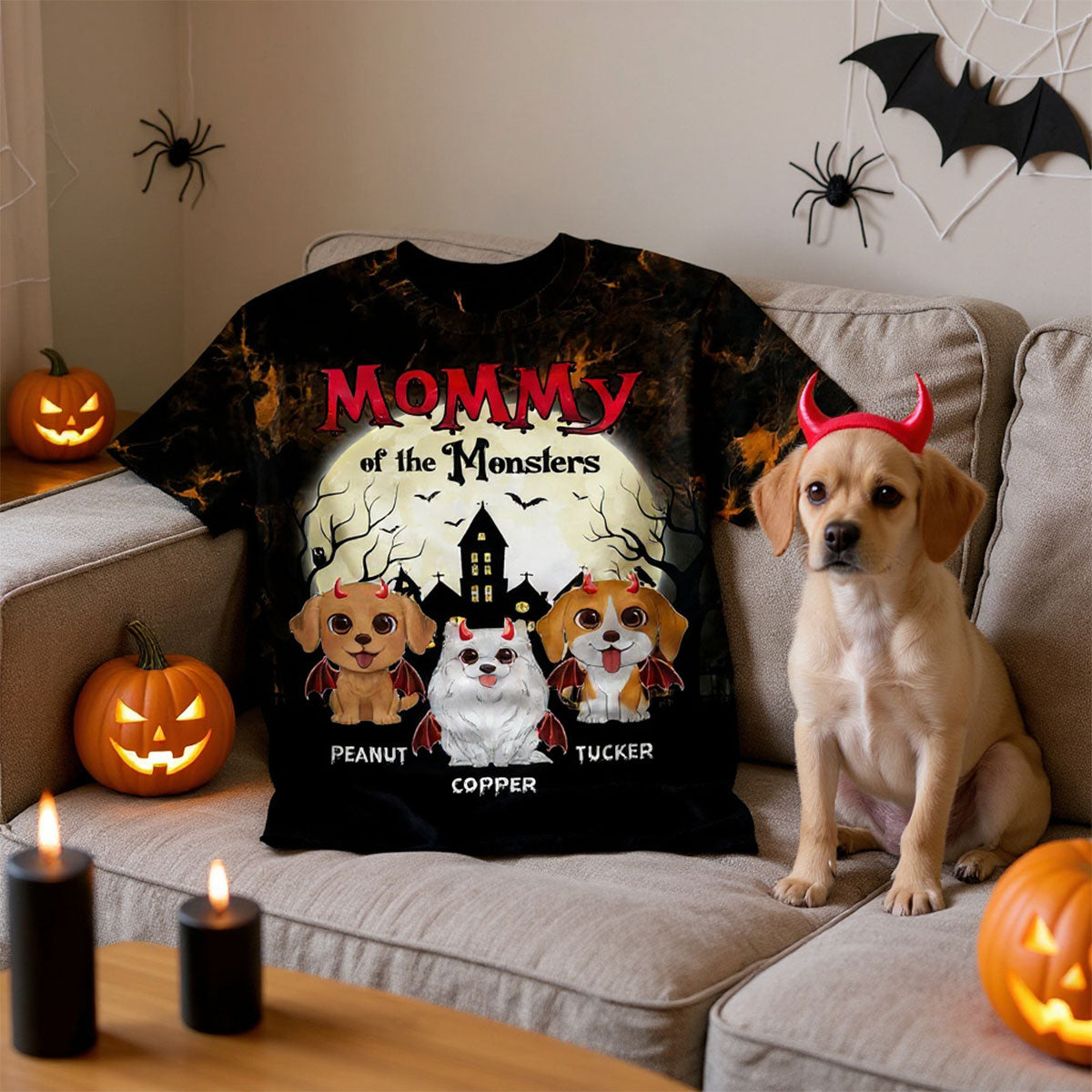 Halloween Mommy Daddy Of The Monsters Dogs Personalized Shirt, Spooky Halloween Costume For Dog Lovers, Dog Mom, Dog Dad