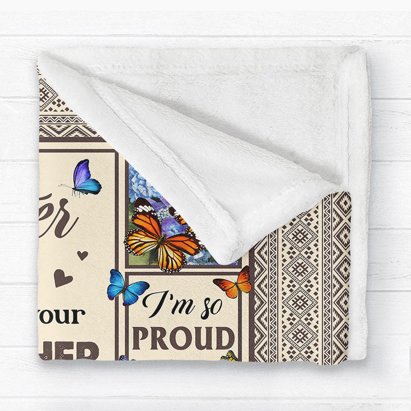 To My Daughter From Mom Happy Mother's Day Butterflies Personalized Fleece Blanket, Gift For Daughter