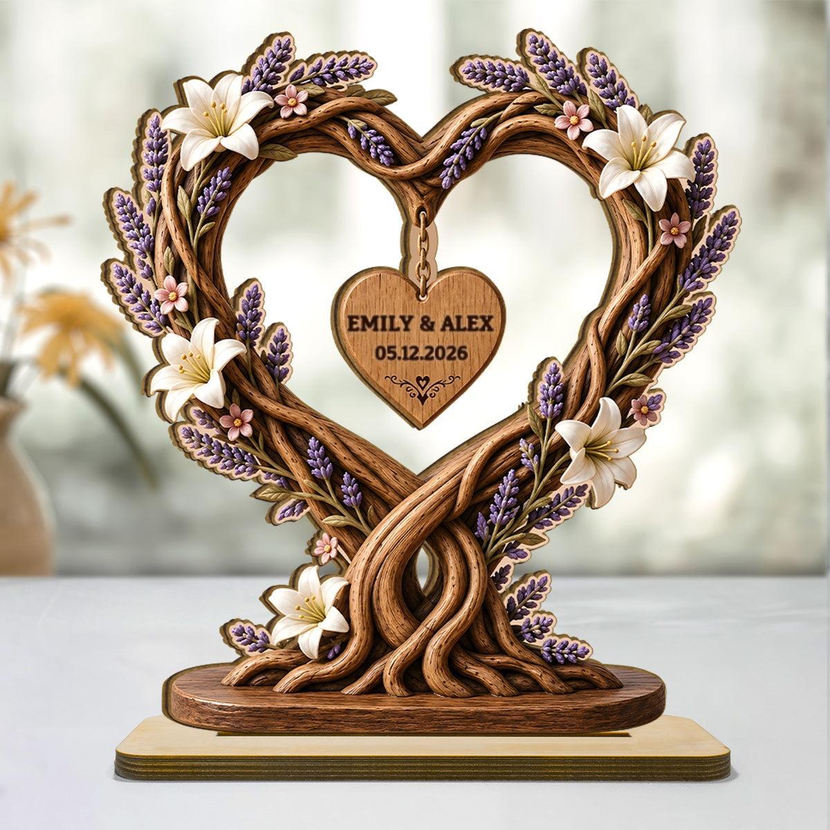 Couple Heart Tree Of Life - Personalized 2-Layered Wooden Plaque - Heartfelt Anniversary Gift for Her, for Him