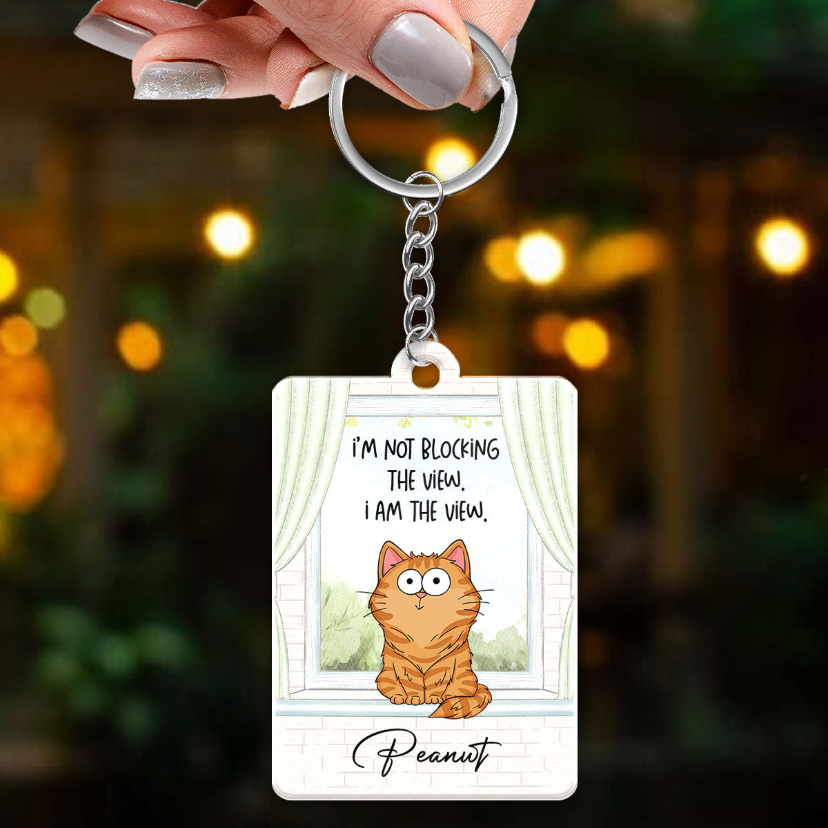 I‘m Not Blocking The View Funny Cats Expressions Personalized Keychain