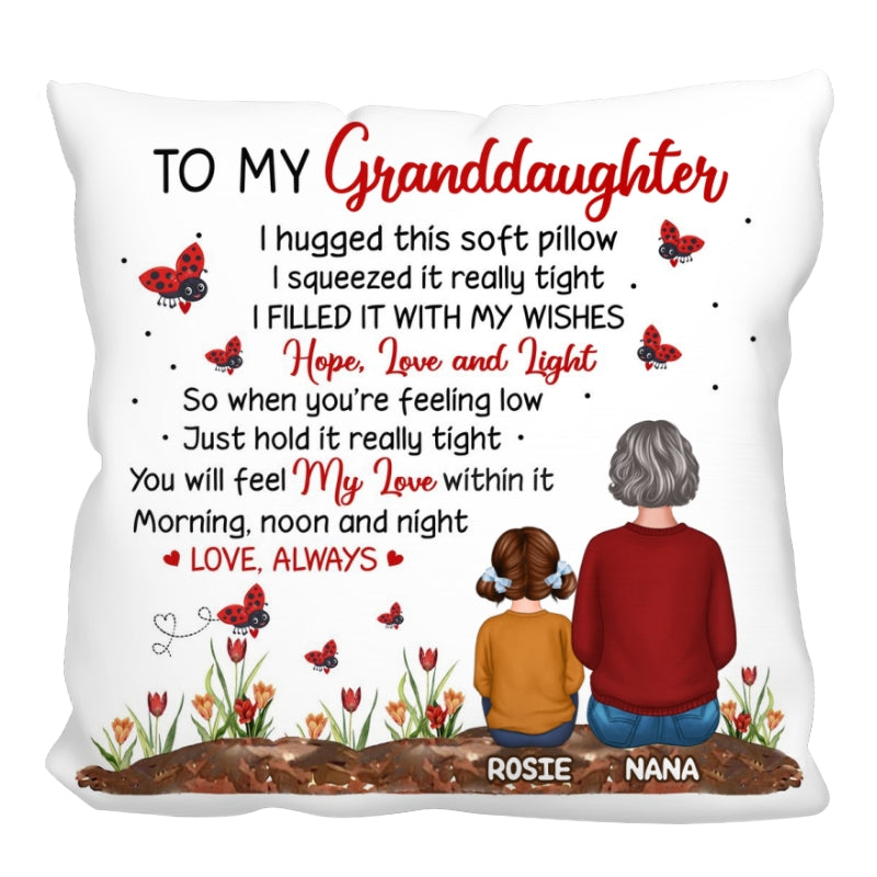 Lady Bug To My Granddaughter Grandson Gift For Grandchildren Personalized Pillow