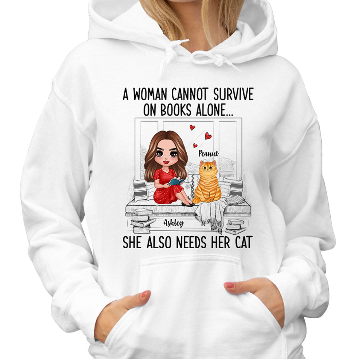 Reading Books Girl And Cats Window Personalized Shirt