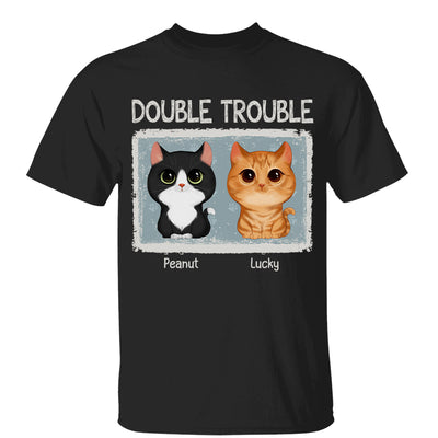 Double Trouble Drizzle Color Frame Watercolor Cute Cats Personalized Shirt