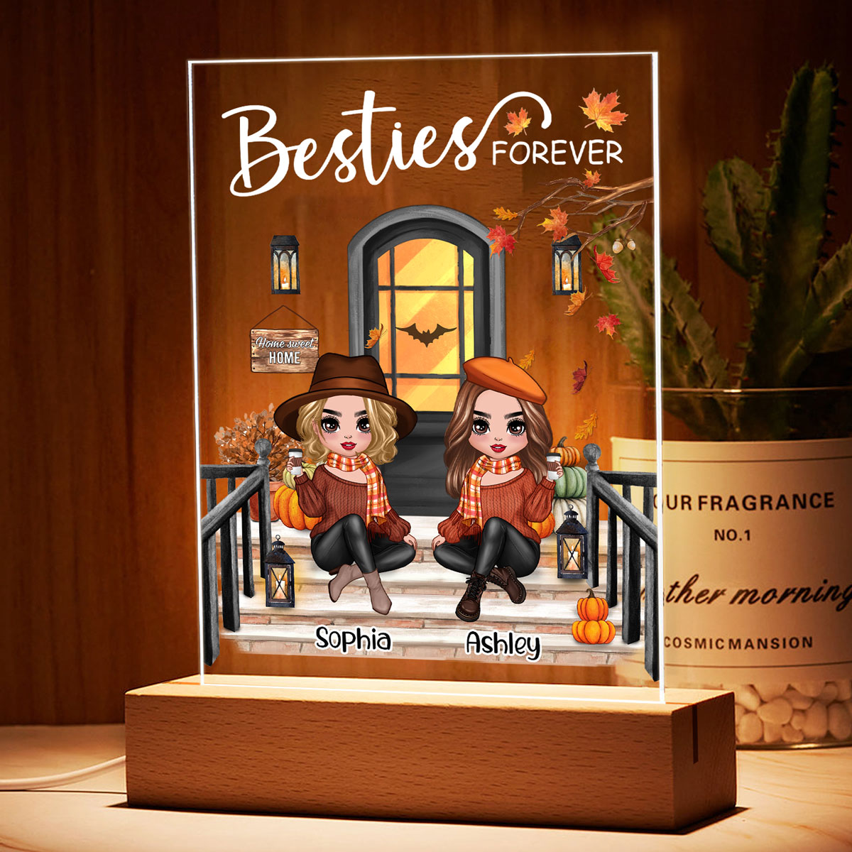Best Friends Sisters Front Porch Personalized Plaque LED Night Light