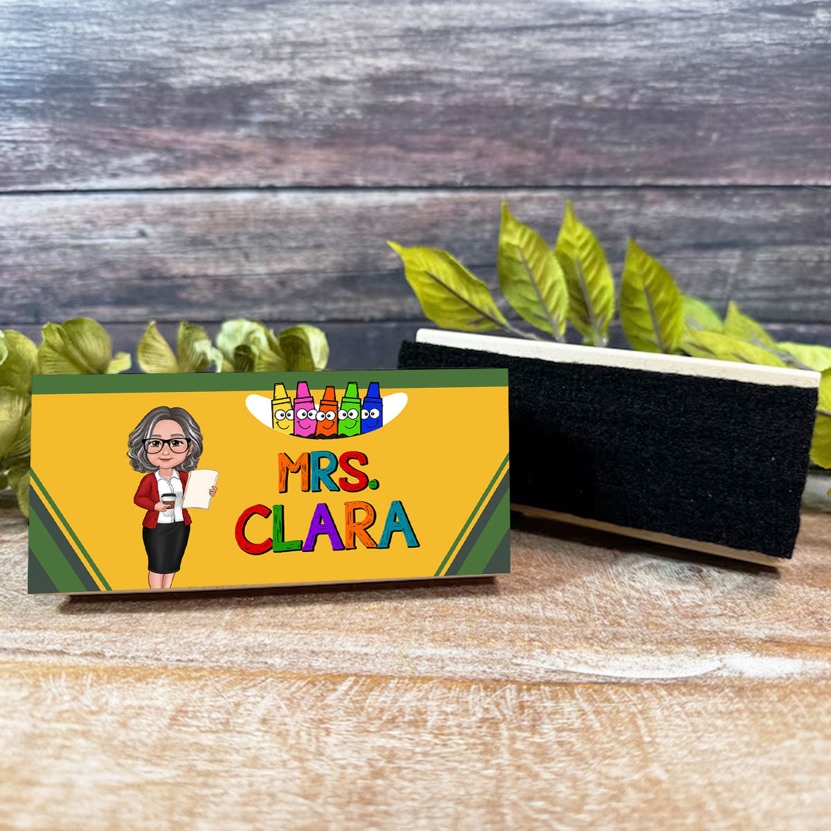 Teacher Crayon Personalized Chalkboard/Whiteboard Eraser with Marker, Teacher Appreciation Gift, Back To School Gift
